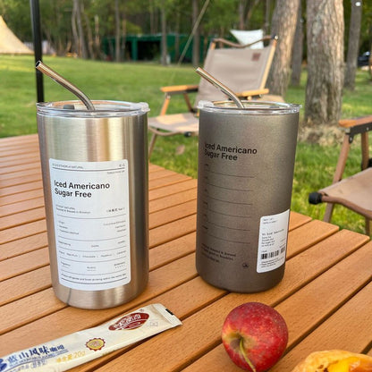 Double Stainless Steel Thermal Insulation with straw - My Barista Coffee