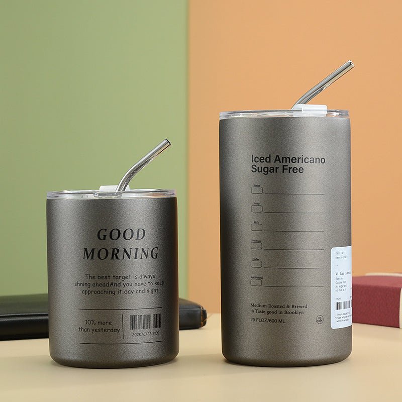 Double Stainless Steel Thermal Insulation with straw - My Barista Coffee