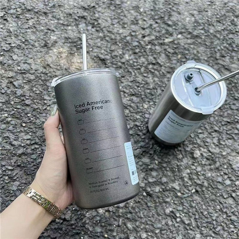 Double Stainless Steel Thermal Insulation with straw - My Barista Coffee