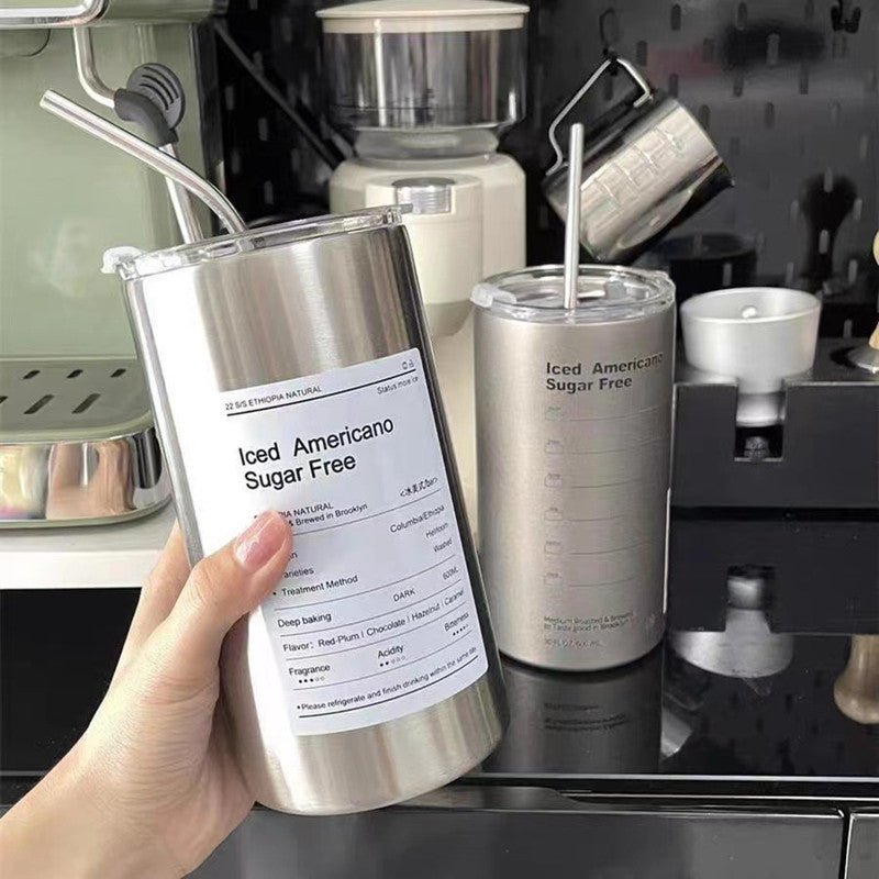 Double Stainless Steel Thermal Insulation with straw - My Barista Coffee