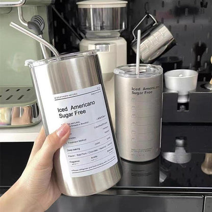 Double Stainless Steel Thermal Insulation with straw - My Barista Coffee