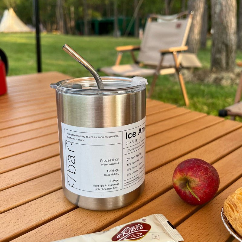 Double Stainless Steel Thermal Insulation with straw - My Barista Coffee