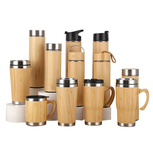 Personalized Bamboo Thermos Insulated Mup Creative Bamboo Insulated Water Bottle Heated Travel Cup Office Cup - My Barista Coffee