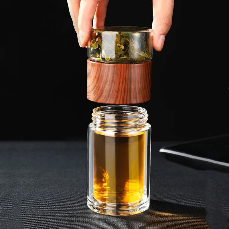 Portable Double Wall Glass Tea Mug Coffee Travel Cup Infuser Drink Bottle Tumbler Drinkware Eco - Friendly - My Barista Coffee