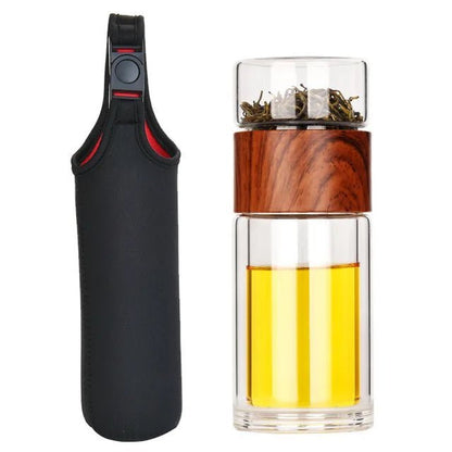 Portable Double Wall Glass Tea Mug Coffee Travel Cup Infuser Drink Bottle Tumbler Drinkware Eco - Friendly - My Barista Coffee