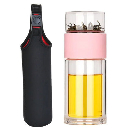 Portable Double Wall Glass Tea Mug Coffee Travel Cup Infuser Drink Bottle Tumbler Drinkware Eco - Friendly - My Barista Coffee