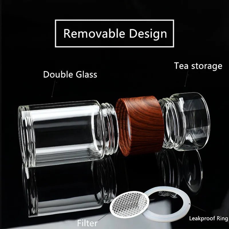 Portable Double Wall Glass Tea Mug Coffee Travel Cup Infuser Drink Bottle Tumbler Drinkware Eco - Friendly - My Barista Coffee
