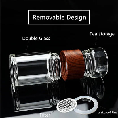 Portable Double Wall Glass Tea Mug Coffee Travel Cup Infuser Drink Bottle Tumbler Drinkware Eco - Friendly - My Barista Coffee