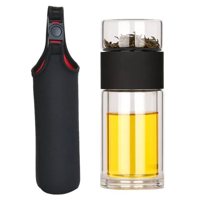 Portable Double Wall Glass Tea Mug Coffee Travel Cup Infuser Drink Bottle Tumbler Drinkware Eco - Friendly - My Barista Coffee