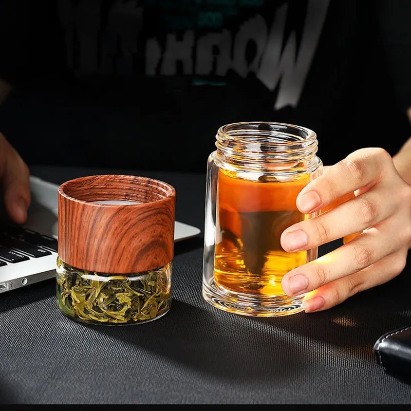 Portable Double Wall Glass Tea Mug Coffee Travel Cup Infuser Drink Bottle Tumbler Drinkware Eco - Friendly - My Barista Coffee