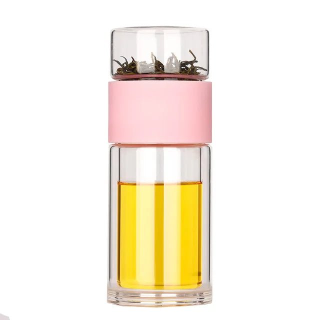 Portable Double Wall Glass Tea Mug Coffee Travel Cup Infuser Drink Bottle Tumbler Drinkware Eco - Friendly - My Barista Coffee