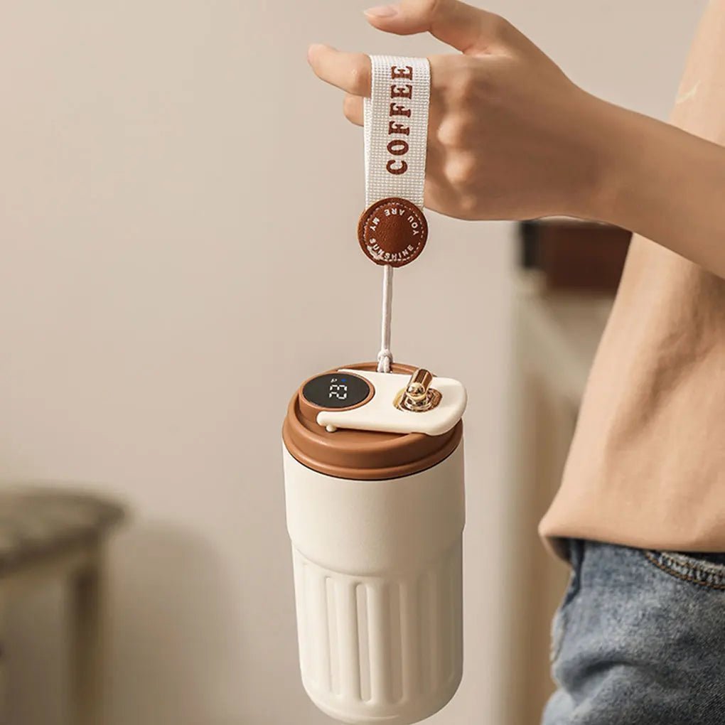 Vacuum Insulated Travel Mug Portable Stainless Steel Insulated Cup LED Display Temperature Thermos Bottle Car Mounted Coffee Cup - My Barista Coffee