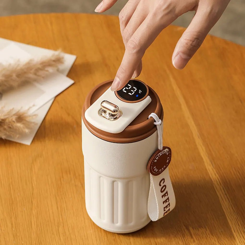 Vacuum Insulated Travel Mug Portable Stainless Steel Insulated Cup LED Display Temperature Thermos Bottle Car Mounted Coffee Cup - My Barista Coffee
