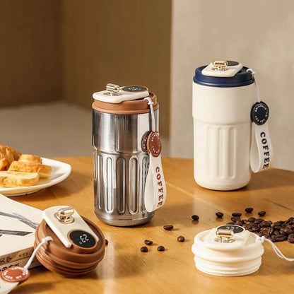 Vacuum Insulated Travel Mug Portable Stainless Steel Insulated Cup LED Display Temperature Thermos Bottle Car Mounted Coffee Cup - My Barista Coffee