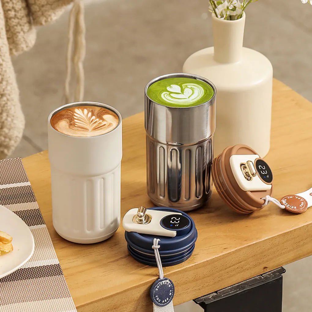 Vacuum Insulated Travel Mug Portable Stainless Steel Insulated Cup LED Display Temperature Thermos Bottle Car Mounted Coffee Cup - My Barista Coffee