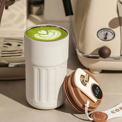 Vacuum Insulated Travel Mug Portable Stainless Steel Insulated Cup LED Display Temperature Thermos Bottle Car Mounted Coffee Cup - My Barista Coffee