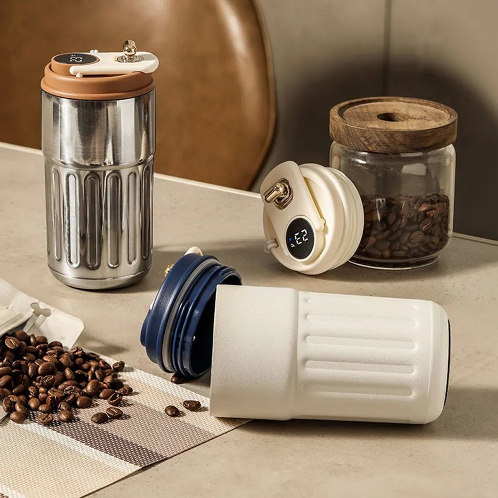 Vacuum Insulated Travel Mug Portable Stainless Steel Insulated Cup LED Display Temperature Thermos Bottle Car Mounted Coffee Cup - My Barista Coffee