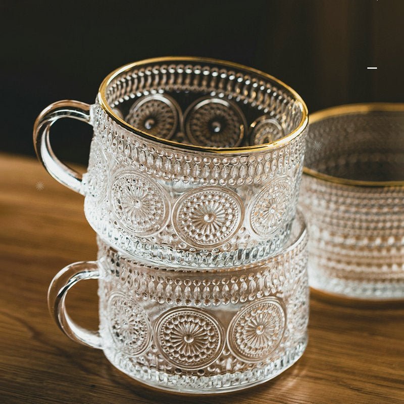 Vintage Embossed Glass Coffee Cup - My Barista Coffee