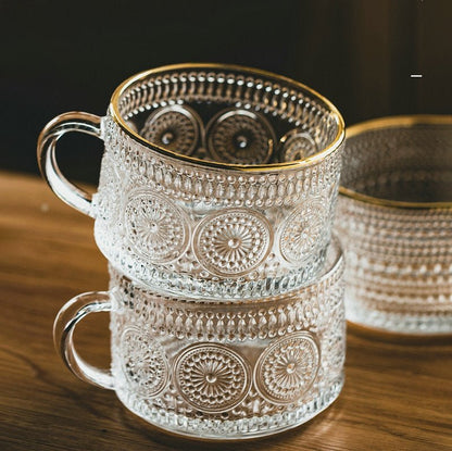 Vintage Embossed Glass Coffee Cup - My Barista Coffee