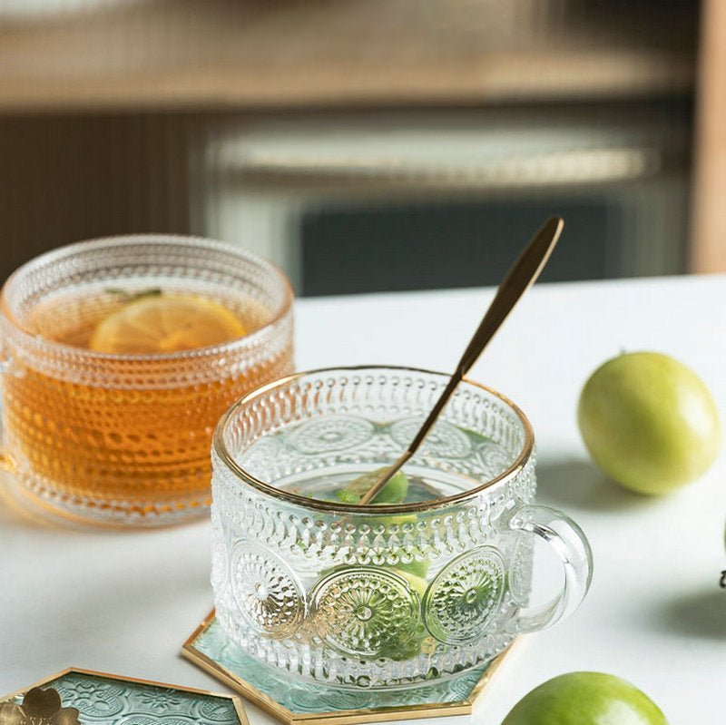 Vintage Embossed Glass Coffee Cup - My Barista Coffee